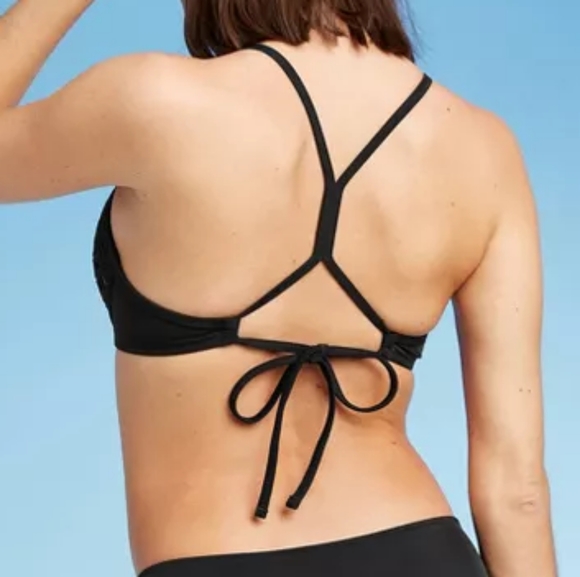 METALLIC Bikini 1 left Padded Laser-Cut Crochet Lace Swim Top Only NWT - Picture 7 of 12